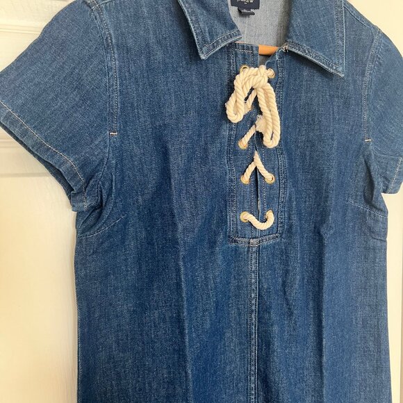 J Crew Factory Lace-up Denim Mini Dress - Picture 6 of 8